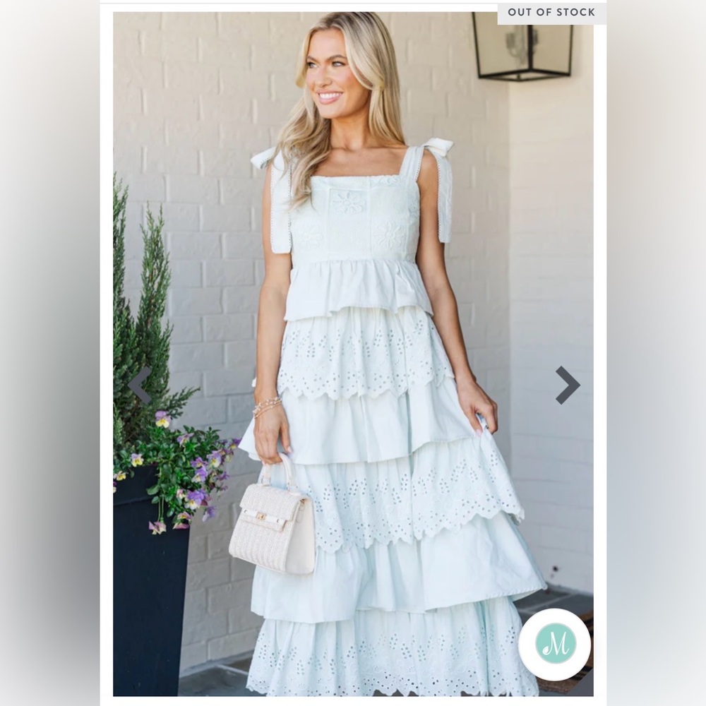 Listicle Mint Green Floral Eyelet Maxi Dress - Picture 7 of 7